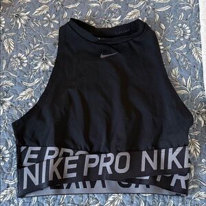 Nike Black and Gray Pro Crop Top